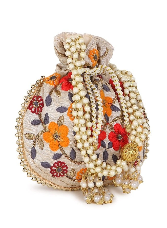 Anekaant Floral Embroidered Faux Silk Potli ADCL1133A - Image 5